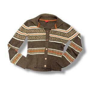 Vintage Brown Collared Knit Button Up Cardigan